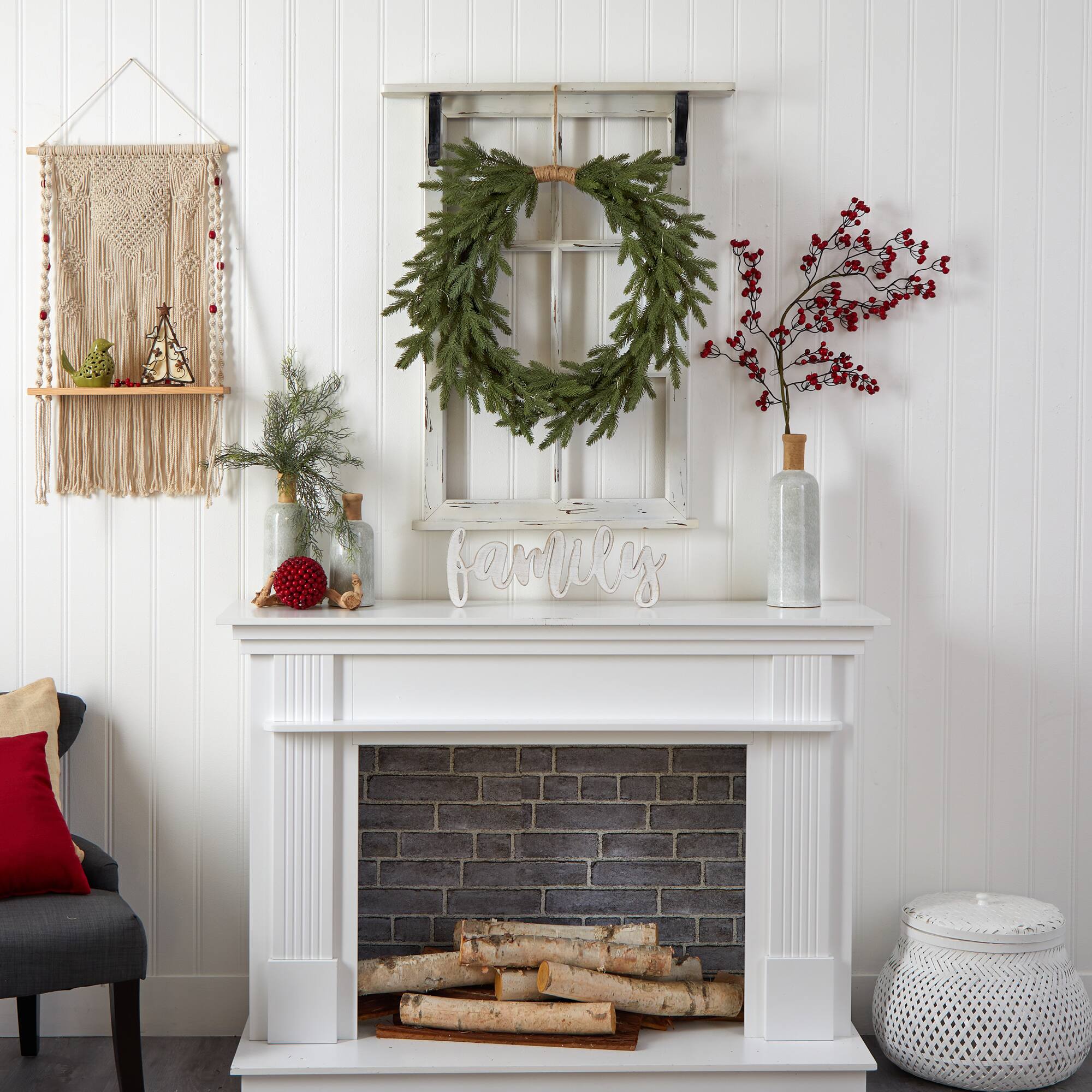 24" Pre-Lit Holiday Christmas Cascading Pine Wreath